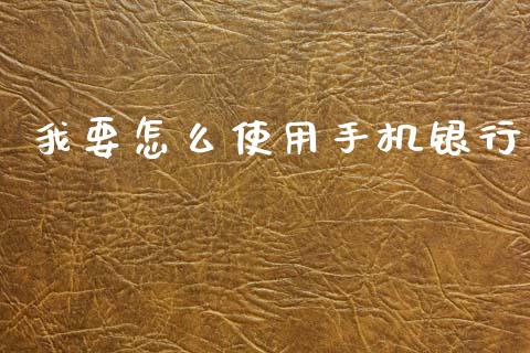 我要怎么使用手机银行_https://wap.sdxiaoxijinshu.com_金融_第1张