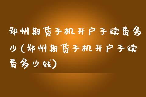 郑州期货手机开户手续费多少(郑州期货手机开户手续费多少钱)_https://wap.sdxiaoxijinshu.com_财经_第1张