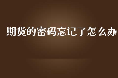 期货的密码忘记了怎么办_https://wap.sdxiaoxijinshu.com_期货_第1张