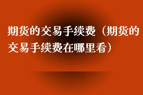 期货的交易手续费（期货的交易手续费在哪里看）_https://wap.sdxiaoxijinshu.com_期货_第1张