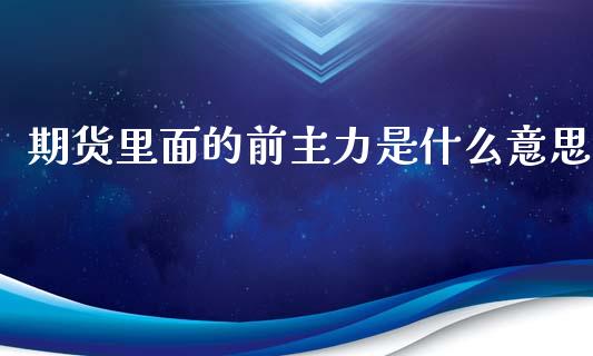 期货里面的前主力是什么意思_https://wap.sdxiaoxijinshu.com_期货_第1张