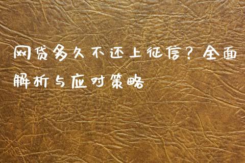 网贷多久不还上征信？全面解析与应对策略_https://wap.sdxiaoxijinshu.com_财经_第1张
