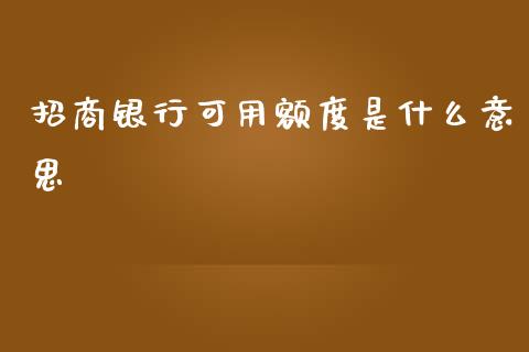 招商银行可用额度是什么意思_https://wap.sdxiaoxijinshu.com_金融_第1张