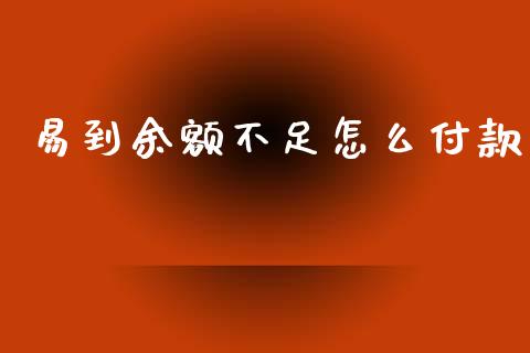 易到余额不足怎么付款_https://wap.sdxiaoxijinshu.com_金融_第1张