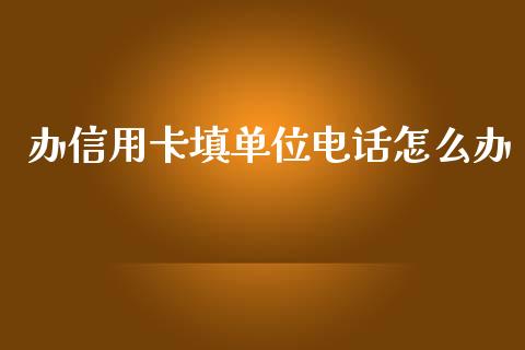 办信用卡填单位电话怎么办_https://wap.sdxiaoxijinshu.com_金融_第1张