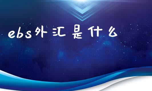 ebs外汇是什么_https://wap.sdxiaoxijinshu.com_财经_第1张