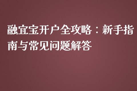 融宜宝开户全攻略：新手指南与常见问题解答_https://wap.sdxiaoxijinshu.com_金融_第1张