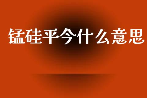 锰硅平今什么意思_https://wap.sdxiaoxijinshu.com_期货_第1张