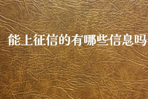 能上征信的有哪些信息吗_https://wap.sdxiaoxijinshu.com_期货_第1张