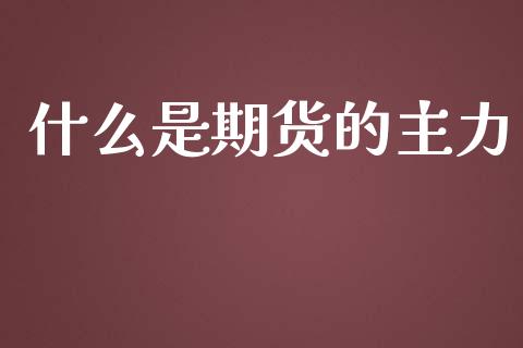 什么是期货的主力_https://wap.sdxiaoxijinshu.com_期货_第1张