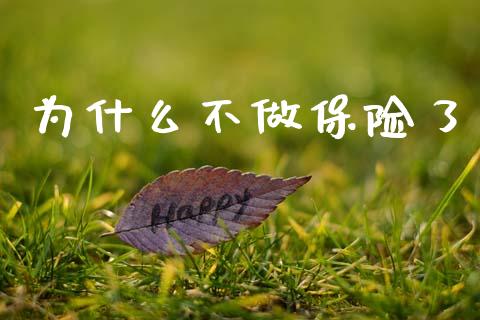 为什么不做保险了_https://wap.sdxiaoxijinshu.com_理财_第1张
