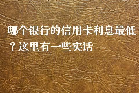 哪个银行的信用卡利息最低？这里有一些实话_https://wap.sdxiaoxijinshu.com_理财_第1张