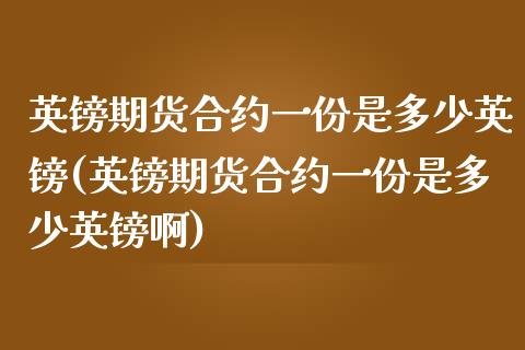 英镑期货合约一份是多少英镑(英镑期货合约一份是多少英镑啊)_https://wap.sdxiaoxijinshu.com_财经_第1张