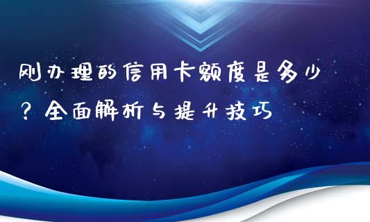 刚办理的信用卡额度是多少？全面解析与提升技巧_https://wap.sdxiaoxijinshu.com_理财_第1张