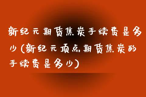 新纪元期货焦炭手续费是多少(新纪元顶点期货焦炭的手续费是多少)_https://wap.sdxiaoxijinshu.com_期货_第1张