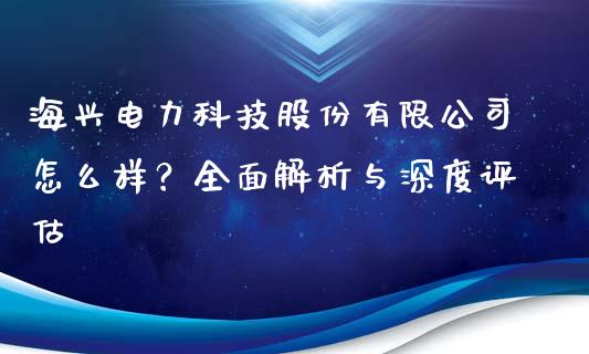海兴电力科技股份有限公司怎么样？全面解析与深度评估_https://wap.sdxiaoxijinshu.com_金融_第1张