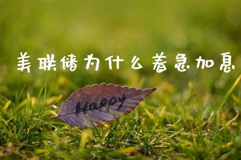 美联储为什么着急加息_https://wap.sdxiaoxijinshu.com_财经_第1张