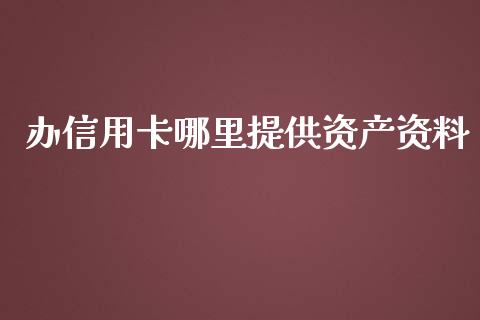 办信用卡哪里提供资产资料_https://wap.sdxiaoxijinshu.com_理财_第1张