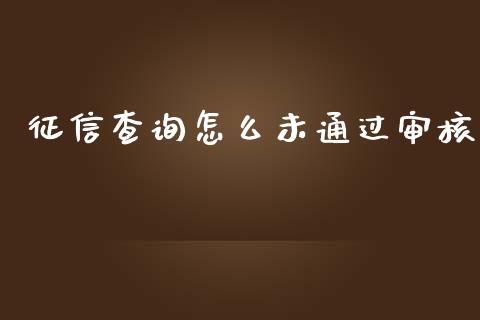 征信查询怎么未通过审核_https://wap.sdxiaoxijinshu.com_理财_第1张
