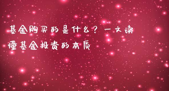 基金购买的是什么？一文读懂基金投资的本质_https://wap.sdxiaoxijinshu.com_理财_第1张