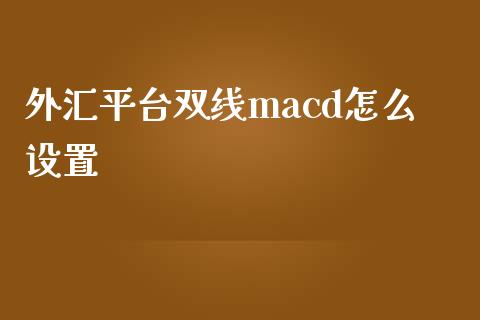 外汇平台双线macd怎么设置_https://wap.sdxiaoxijinshu.com_财经_第1张