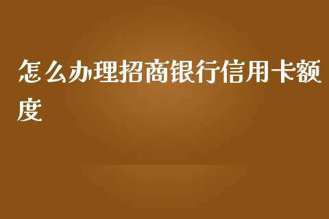 怎么办理招商银行信用卡额度_https://wap.sdxiaoxijinshu.com_理财_第1张
