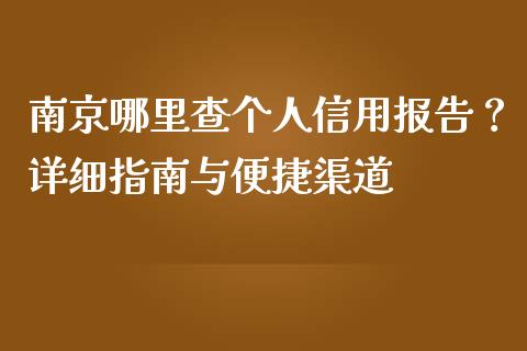 南京哪里查个人信用报告？详细指南与便捷渠道_https://wap.sdxiaoxijinshu.com_财经_第1张