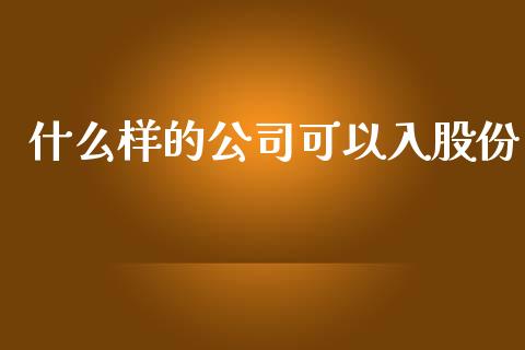 什么样的公司可以入股份_https://wap.sdxiaoxijinshu.com_金融_第1张