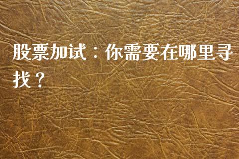 股票加试：你需要在哪里寻找？_https://wap.sdxiaoxijinshu.com_金融_第1张