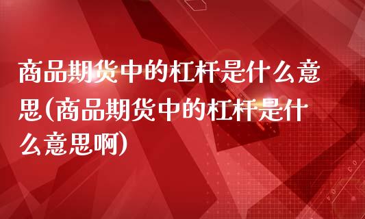 商品期货中的杠杆是什么意思(商品期货中的杠杆是什么意思啊)_https://wap.sdxiaoxijinshu.com_期货_第1张