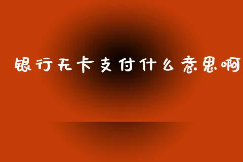 银行无卡支付什么意思啊_https://wap.sdxiaoxijinshu.com_金融_第1张