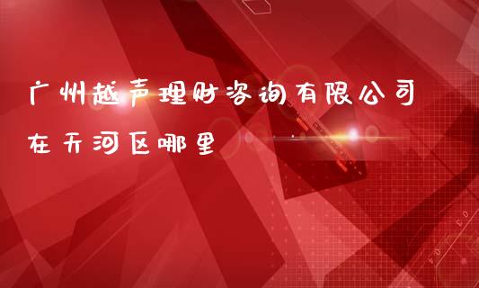 广州越声理财咨询有限公司在天河区哪里_https://wap.sdxiaoxijinshu.com_期货_第1张