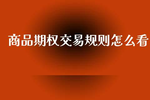 商品期权交易规则怎么看_https://wap.sdxiaoxijinshu.com_期货_第1张