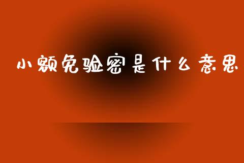 小额免验密是什么意思_https://wap.sdxiaoxijinshu.com_金融_第1张