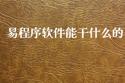 易程序软件能干什么的_https://wap.sdxiaoxijinshu.com_期货_第1张