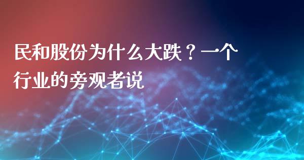 民和股份为什么大跌？一个行业的旁观者说_https://wap.sdxiaoxijinshu.com_金融_第1张