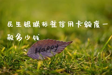 民生银联标准信用卡额度一般多少钱_https://wap.sdxiaoxijinshu.com_期货_第1张
