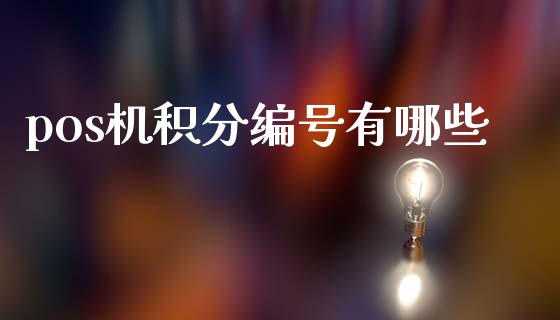 pos机积分编号有哪些_https://wap.sdxiaoxijinshu.com_金融_第1张