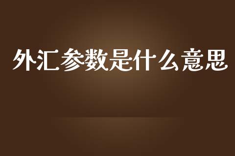 外汇参数是什么意思_https://wap.sdxiaoxijinshu.com_财经_第1张