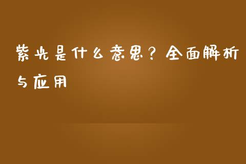 紫光是什么意思？全面解析与应用_https://wap.sdxiaoxijinshu.com_财经_第1张