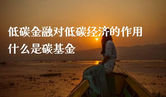 低碳金融对低碳经济的作用什么是碳基金_https://wap.sdxiaoxijinshu.com_期货_第1张