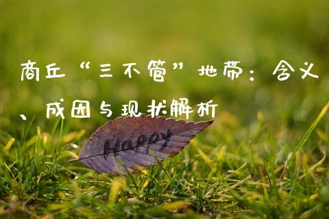 商丘“三不管”地带：含义、成因与现状解析_https://wap.sdxiaoxijinshu.com_财经_第1张