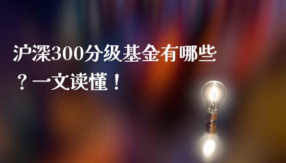沪深300分级基金有哪些？一文读懂！_https://wap.sdxiaoxijinshu.com_期货_第1张