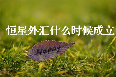 恒星外汇什么时候成立_https://wap.sdxiaoxijinshu.com_财经_第1张