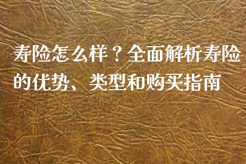 寿险怎么样？全面解析寿险的优势、类型和购买指南_https://wap.sdxiaoxijinshu.com_财经_第1张