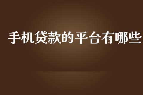 手机贷款的平台有哪些_https://wap.sdxiaoxijinshu.com_理财_第1张
