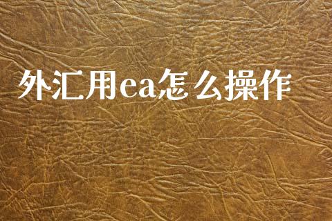 外汇用ea怎么操作_https://wap.sdxiaoxijinshu.com_金融_第1张