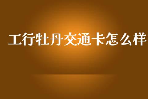 工行牡丹交通卡怎么样_https://wap.sdxiaoxijinshu.com_理财_第1张