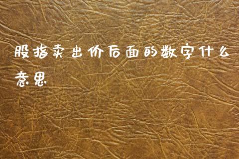 股指卖出价后面的数字什么意思_https://wap.sdxiaoxijinshu.com_财经_第1张