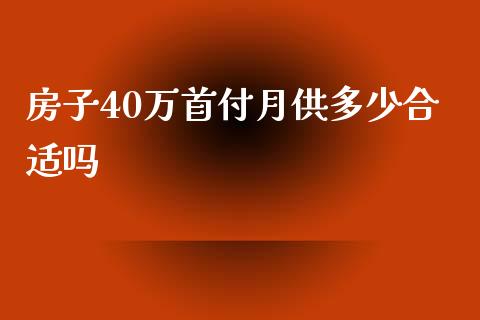 房子40万首付月供多少合适吗_https://wap.sdxiaoxijinshu.com_理财_第1张